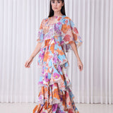 Hibiscus Printed Tiered Maxi Dress