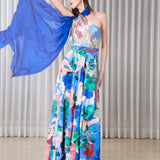 Hibiscus Halter drape maxi dress