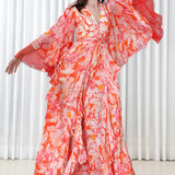 Maple Leaves Printed Chiffon Dress