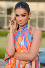 Pragnya Ayyagari - pop abstract high-low maxi dress