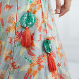 Pale Yellow Printed Lehenga Set