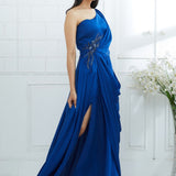 Blue Drape Embellished Gown