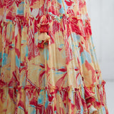 Multicolor Embroidered Top With Tiered Lehenga
