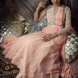 Peach Drape Dori Embroidered Saree