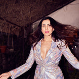 Sonnalli Seygall - Blue Sequins Blazer Set