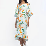 Cotton Poplin Printed Midi Dress