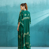 Emerald Green Cape With Blouse And Skirt