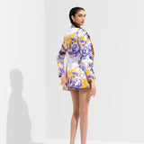Sumire Printed Jacket Paired With Bustier And Shorts