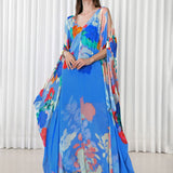 Hibiscus Placement Kaftan Dress