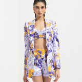 Sumire Printed Jacket Paired With Bustier And Shorts