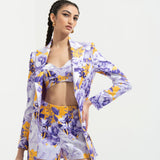 Sumire Printed Jacket Paired With Bustier And Shorts
