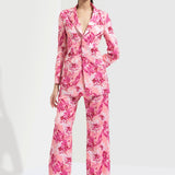 Sakura Printed Jacket Paired With Bootleg Trouser