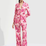 Sakura Printed Jacket Paired With Bootleg Trouser