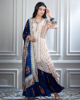 Ivory printed and mirror tunic Set