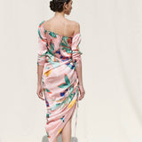 Side Gather One Shoulder Dress