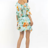 Green Chiffon Tiered Mini Dress