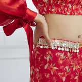 Red Printed Off Shoulder Top and Sharara