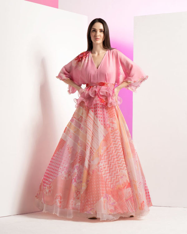 Patchy Flora Embroidered Peplum Maxi Dress