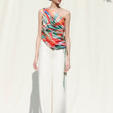 Draped One Shoulder Top With Palazzo