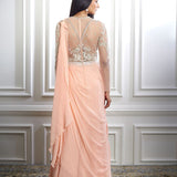 Peach Drape Dori Embroidered Saree