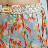 Orange Off Shoulder Printed Lehenga
