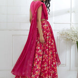 Fuchsia Embroidered Printed Lehenga Set