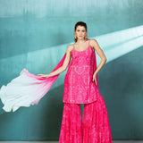Fuschia Pink Chanderi Kurta Sharara Set