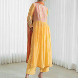 Yoke Kurta With Solid Pants And Dupatta