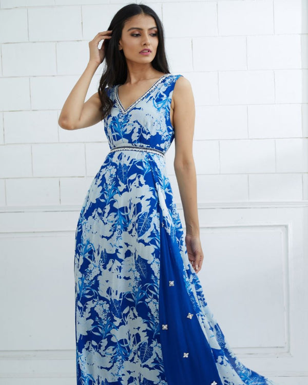 Royal Blue Printed Dress