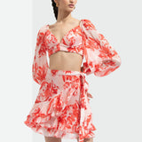 Matsu Printed Wrap Skirt Paired With Blouse