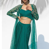Emerald Green  Drape Skirt Set