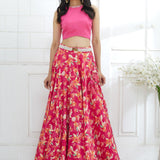 Fuchsia Embroidered Printed Lehenga Set