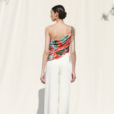 Draped One Shoulder Top With Palazzo