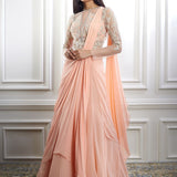 Peach Drape Dori Embroidered Saree