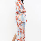 Satin Printed Jacket With Cowled Skirt And Bustier