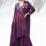 Jade Purple Tunic With Sharara Set