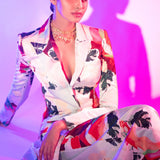 Manasa Varanasi - Multi Color Printed Satin Jacket with Pant