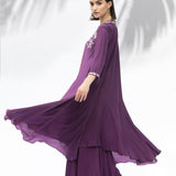 Jade Purple Tunic With Sharara Set