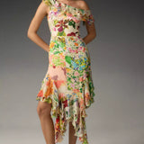 Floral Printed Asymmetric Dress