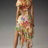 Floral Printed Asymmetric Dress