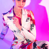 Manasa Varanasi - Multi Color Printed Satin Jacket with Pant