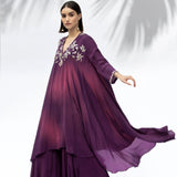Jade Purple Tunic With Sharara Set