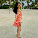 Orange Pastoral Mist Mushroom Mini Dress