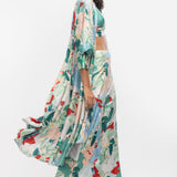 Satin Printed Jacket With Pants And Bustier