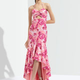 Sakura Printed High Low Dress