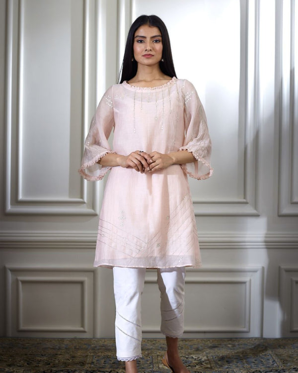Soft Peach Tunic With Ankle Length Pants