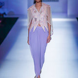 Lavender Dhoti Set with Ivory Scallop Jacket & Organza Cape