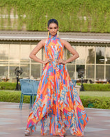 Pragnya Ayyagari - pop abstract high-low maxi dress