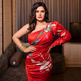 Zareen Khan - Tropical red dress