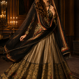 Regal Golden Black Lehenga Set